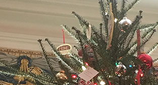 'HOME' sign as seen on Executive Mansion tree
